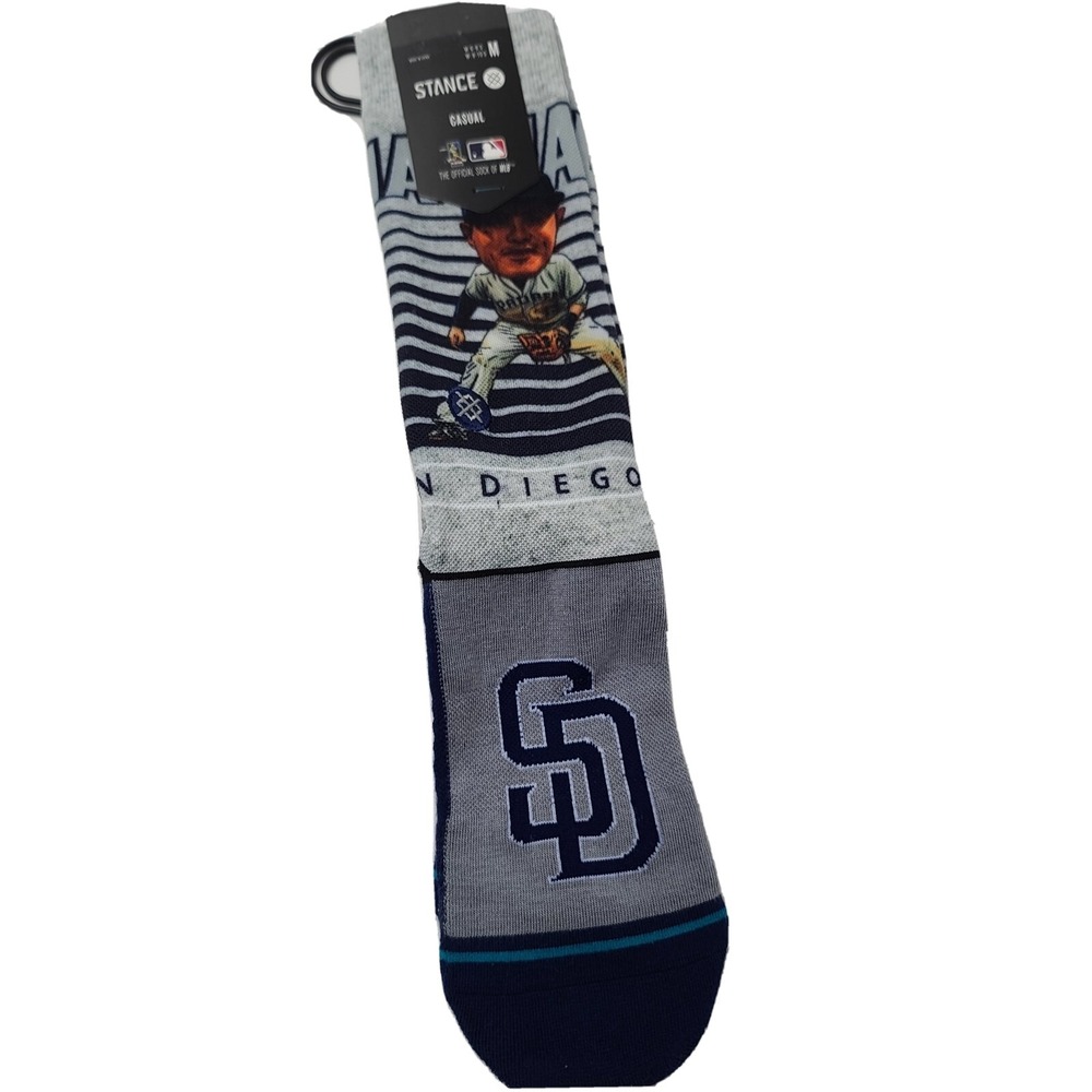 Stance Manny Machado San Diego Padres SD MLB Socks Med Big Head Men's 6-8.5 NWT